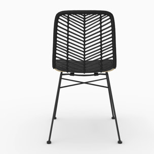 Lot de 2 chaises en rotin et pieds en métal noir - Tamara