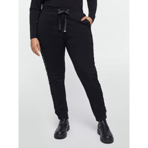 Fiorella Rubino - Pantaloni joggers con bordo in paillettes - Nero