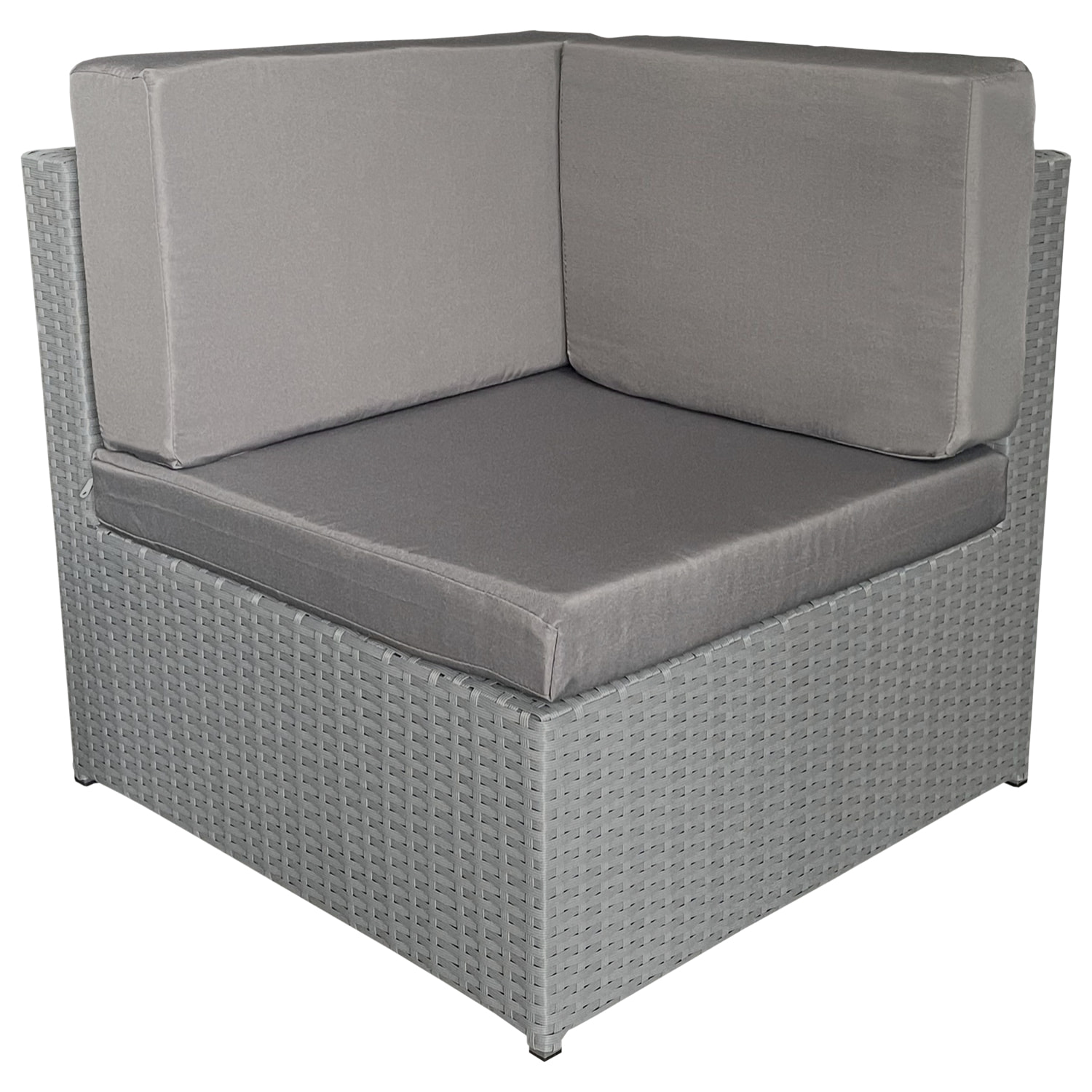 Salon de jardin BONIFACIO en résine tressée gris 6 places - coussin gris