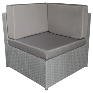 Salon de jardin BONIFACIO en résine tressée gris 6 places - coussin gris