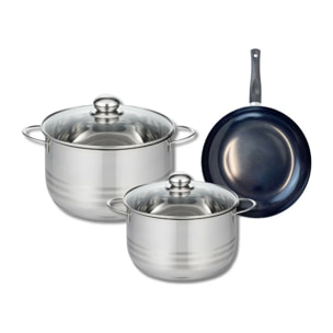 Ensemble de 1 Poêle de cuisson 20 cm et 2 faitouts 20 et 24 cm Elo Prima Brillant