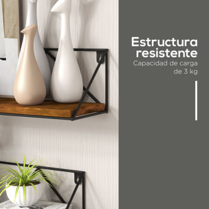 Juego de 3 Estantes Flotantes Industrial Baldas de Pared Estanterías Colgantes para Salón Dormitorio Pasillo Cocina 30x12x12 cm 40x12x12 cm 50x12x12 cm Marrón Rústico y Negro