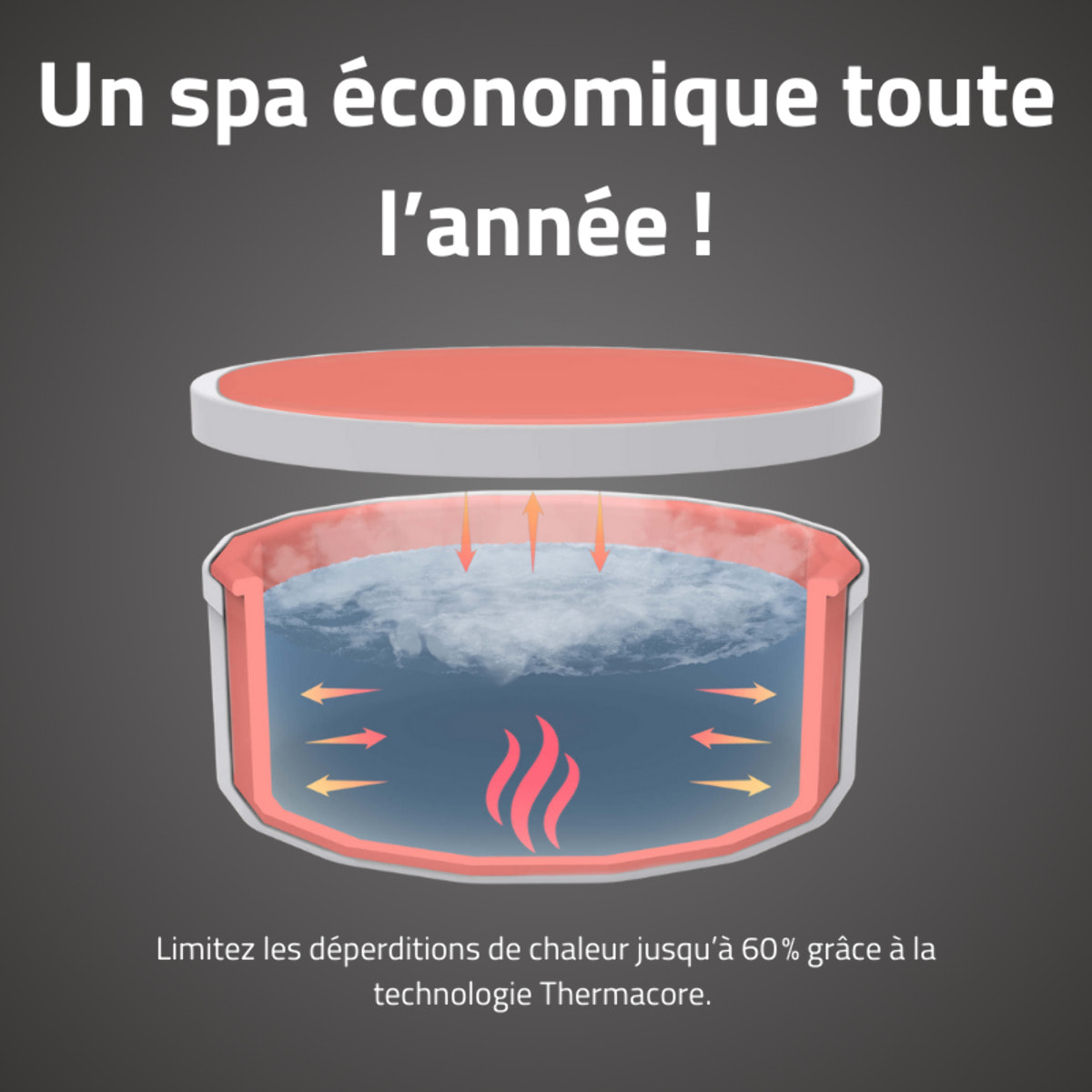 Bestway Spa semi rigide rond Lay-Z-Spa Carrara Smart AirJet Thermacore avec WiFi 4-6 personnes