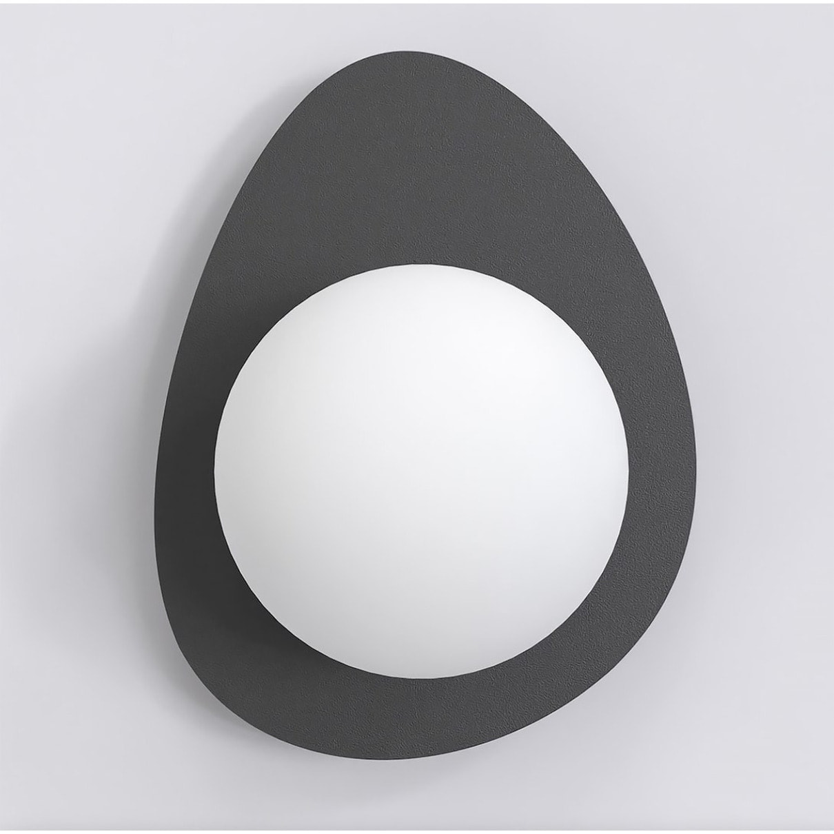 Lampada da parete OVO in acciaio nero con diffusore sferico