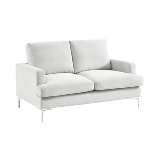 Canapé 2 places en tissu blanc cassé L 143 x P 90 x H 89cm - Hans