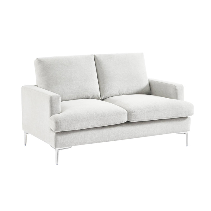 Canapé 2 places en tissu blanc cassé L 143 x P 90 x H 89cm - Hans