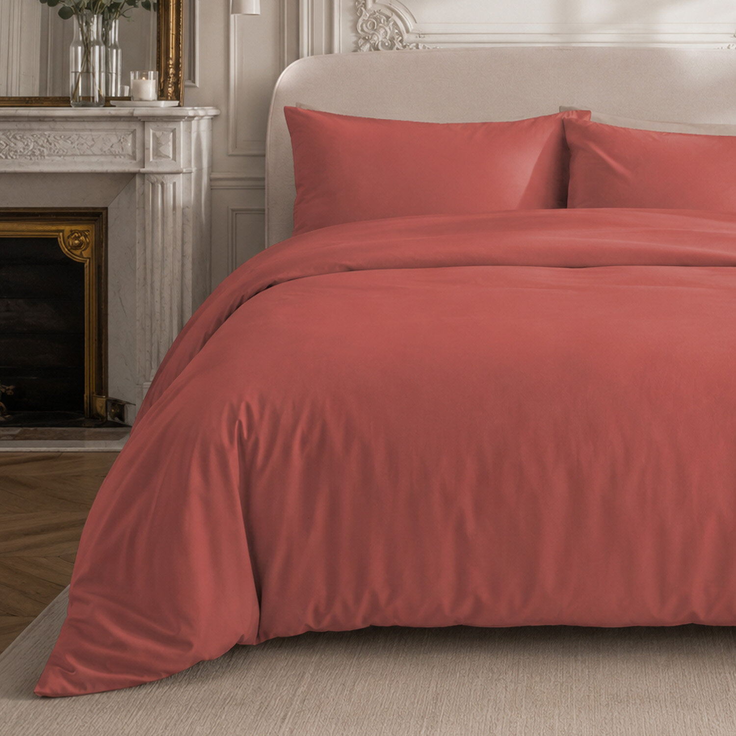 Drap housse 100% percale de coton argile- Finesse