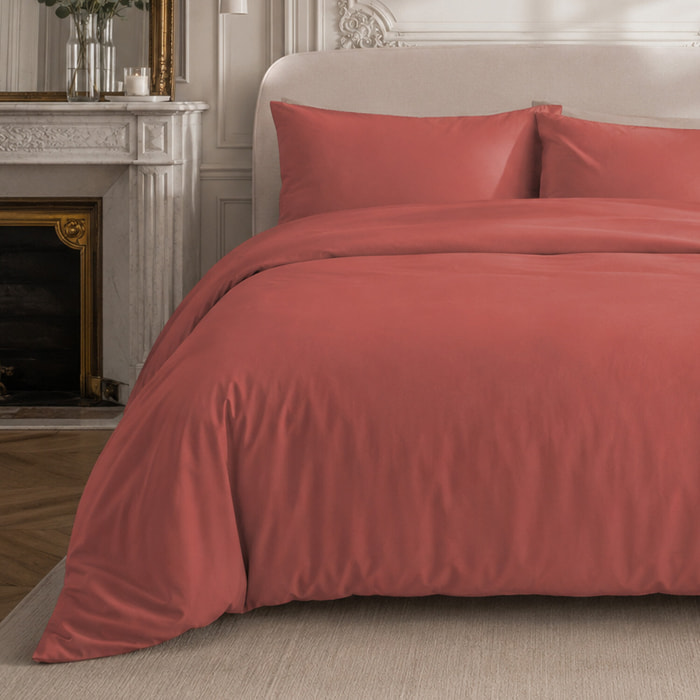 Drap housse 100% percale de coton argile- Finesse