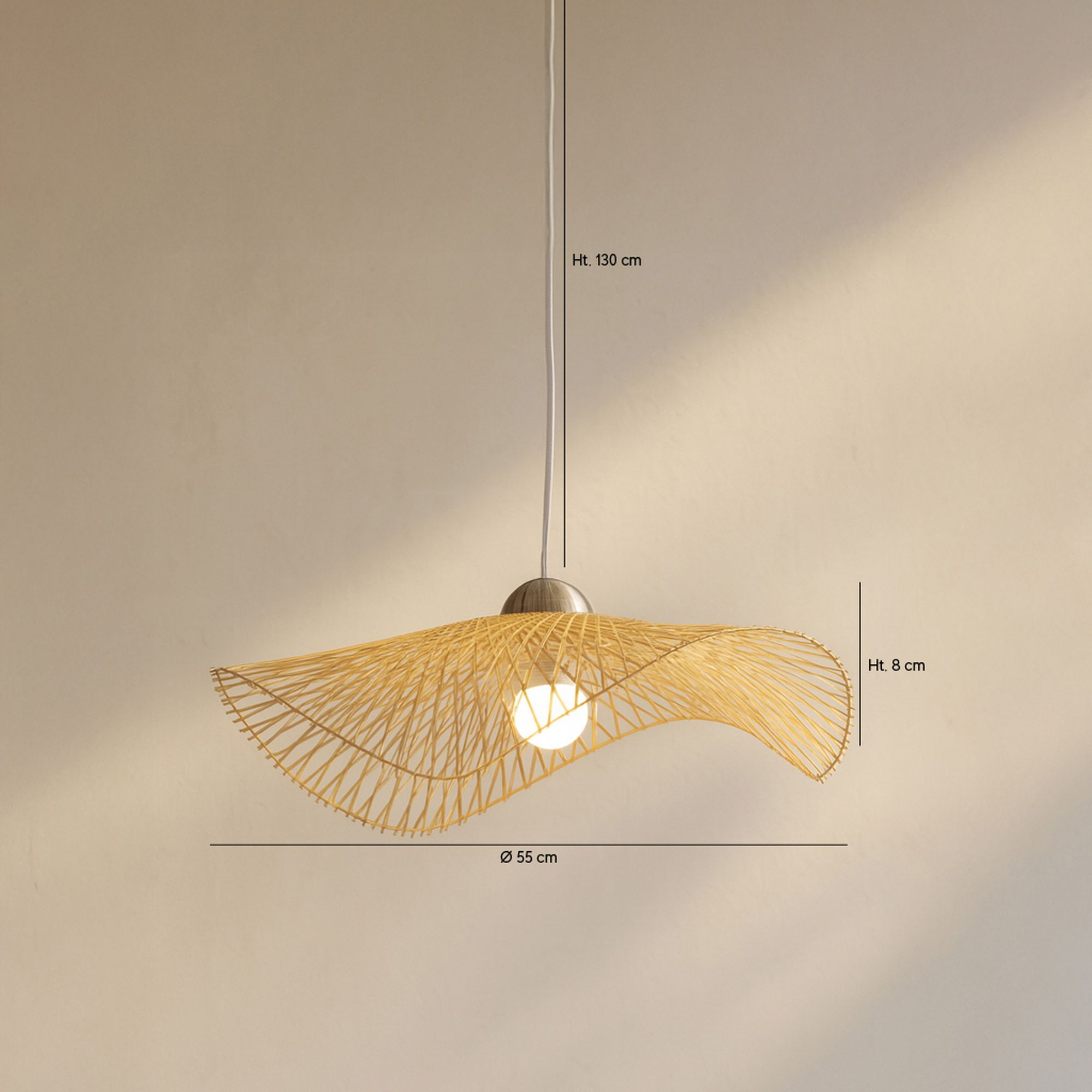 Suspension aérienne en bambou tressé 55cm CARAVELLE