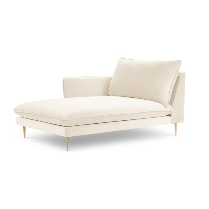 Méridienne gauche "Vienna" en velours beige clair
