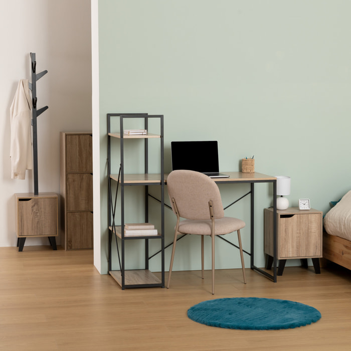 Bureau avec étagères "Aliaj" effet chêne naturel