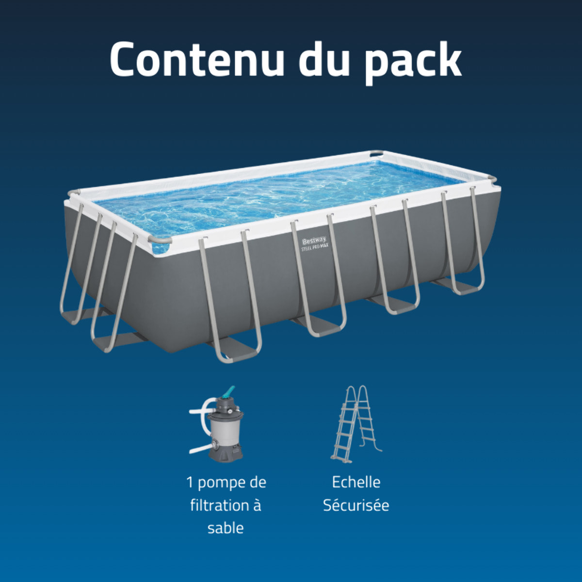 Bestway Piscine hors sol tubulaire rectangulaire Bestway Steel Pro MAX 412 x 201 x 122 cm gris