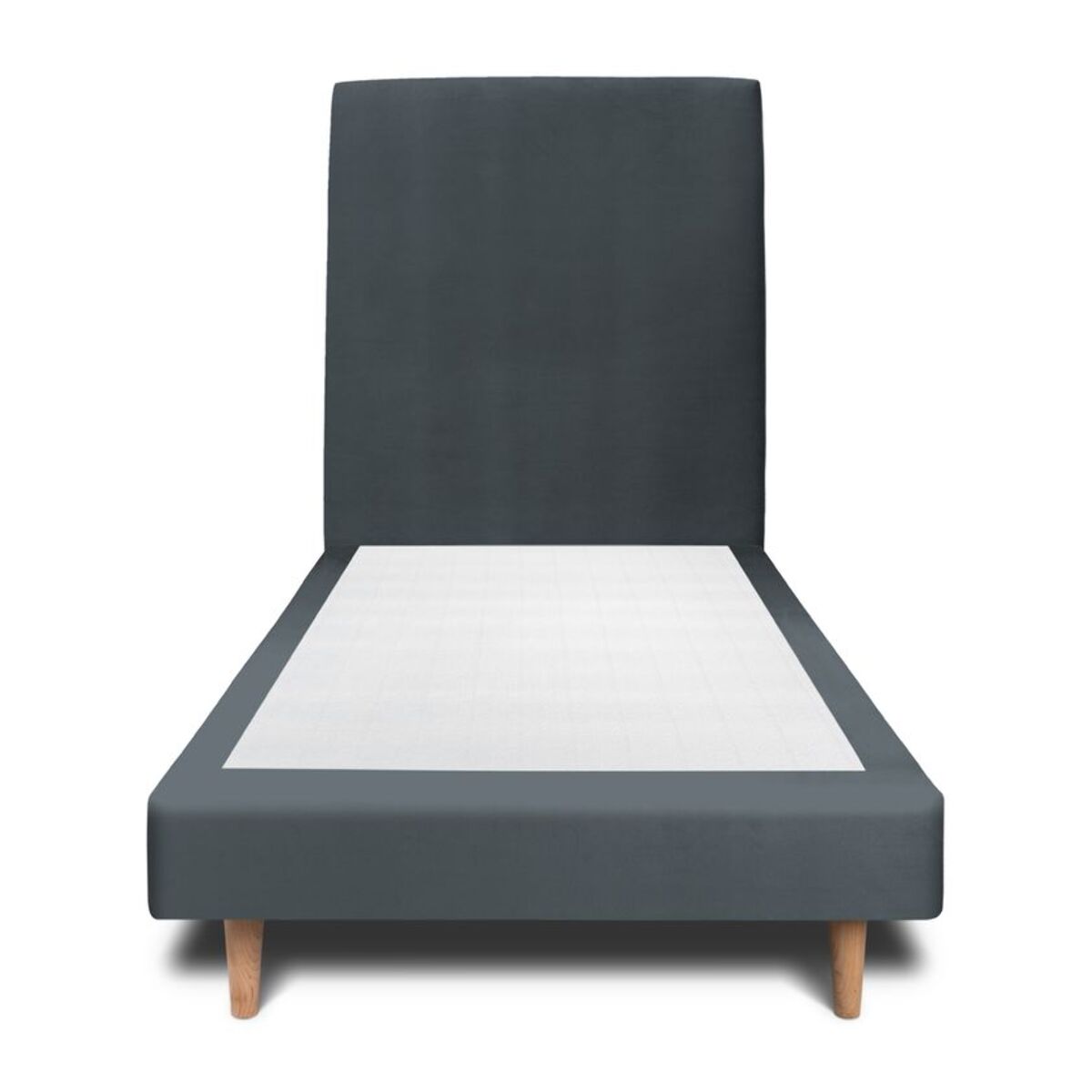 Lit avec tête de lit tapissée velours et sommier tapissier ep14