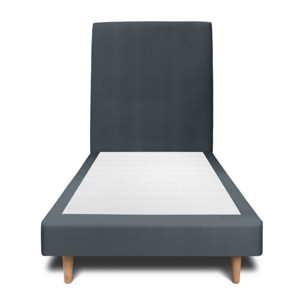 Lit avec tête de lit tapissée velours et sommier tapissier ep14