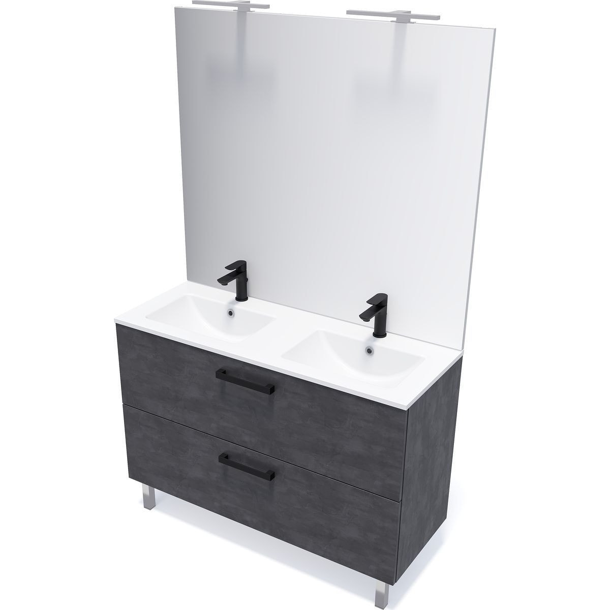 Meuble salle de bain double vasque 2 tiroirs - CHELSEA