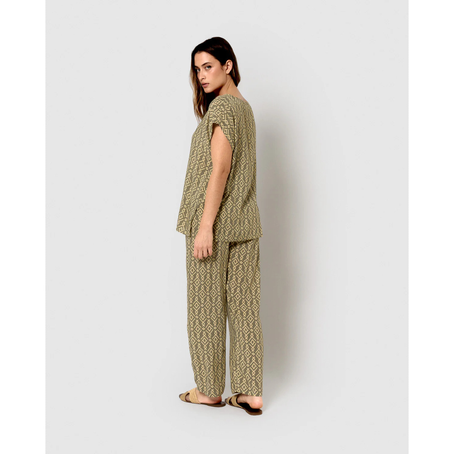 Pantalón viscosa rubio verde