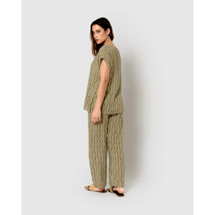 Pantalón viscosa rubio verde