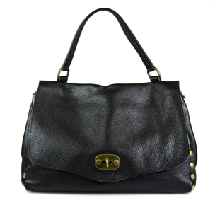 Borsa Donna in vera pelle Made in Italy colore Nero dimensioni cm 36 X 34 X 12