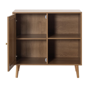 Goto - buffet haut - effet bois et cannage - 2 niches et 1 porte - 80 cm - Bois