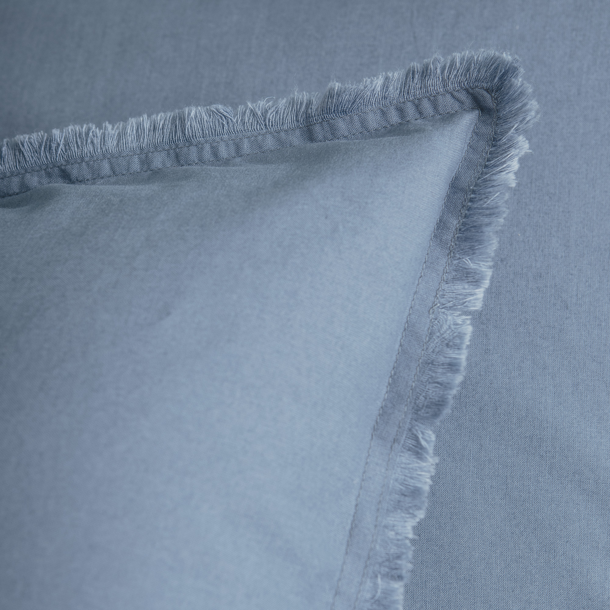 Set de 2 taies d'oreiller unies à franges, COTON LAVÉ