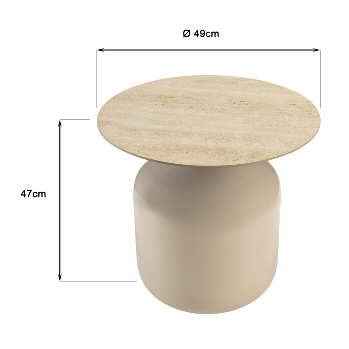 HORTENSE - Table d'appoint plateau carreaux vitrifiés pied en fer beige