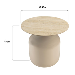 HORTENSE - Table d'appoint plateau carreaux vitrifiés pied en fer beige