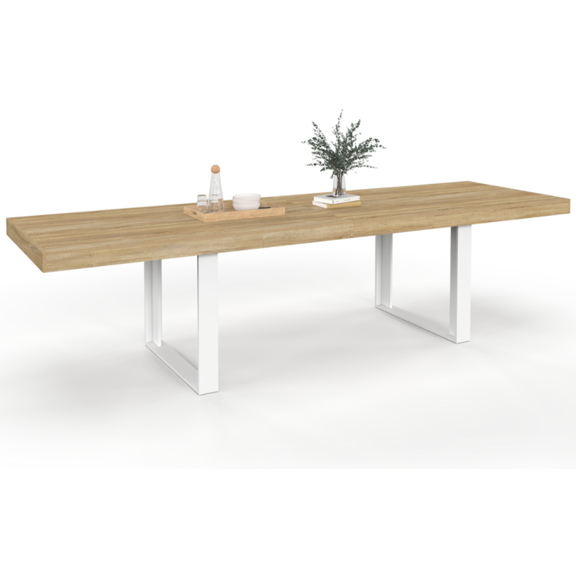 Table à manger extensible Brixton bois et blanc 200-300cm