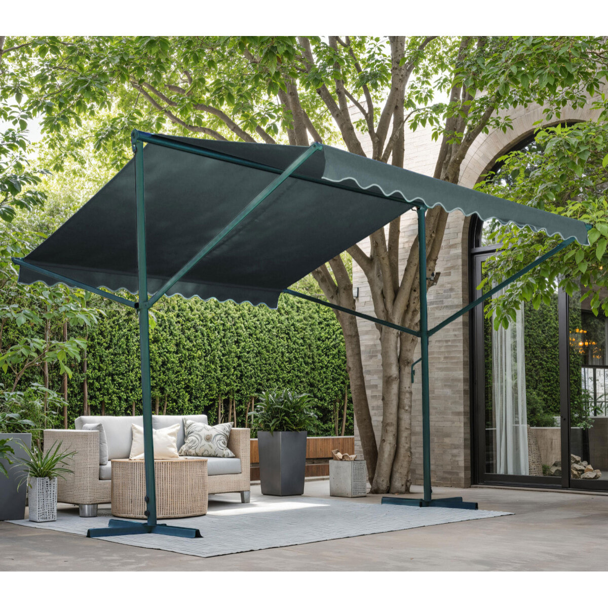 Tonnelle 2 pans 3,5m - acier - gris anthracite - COLUMBA