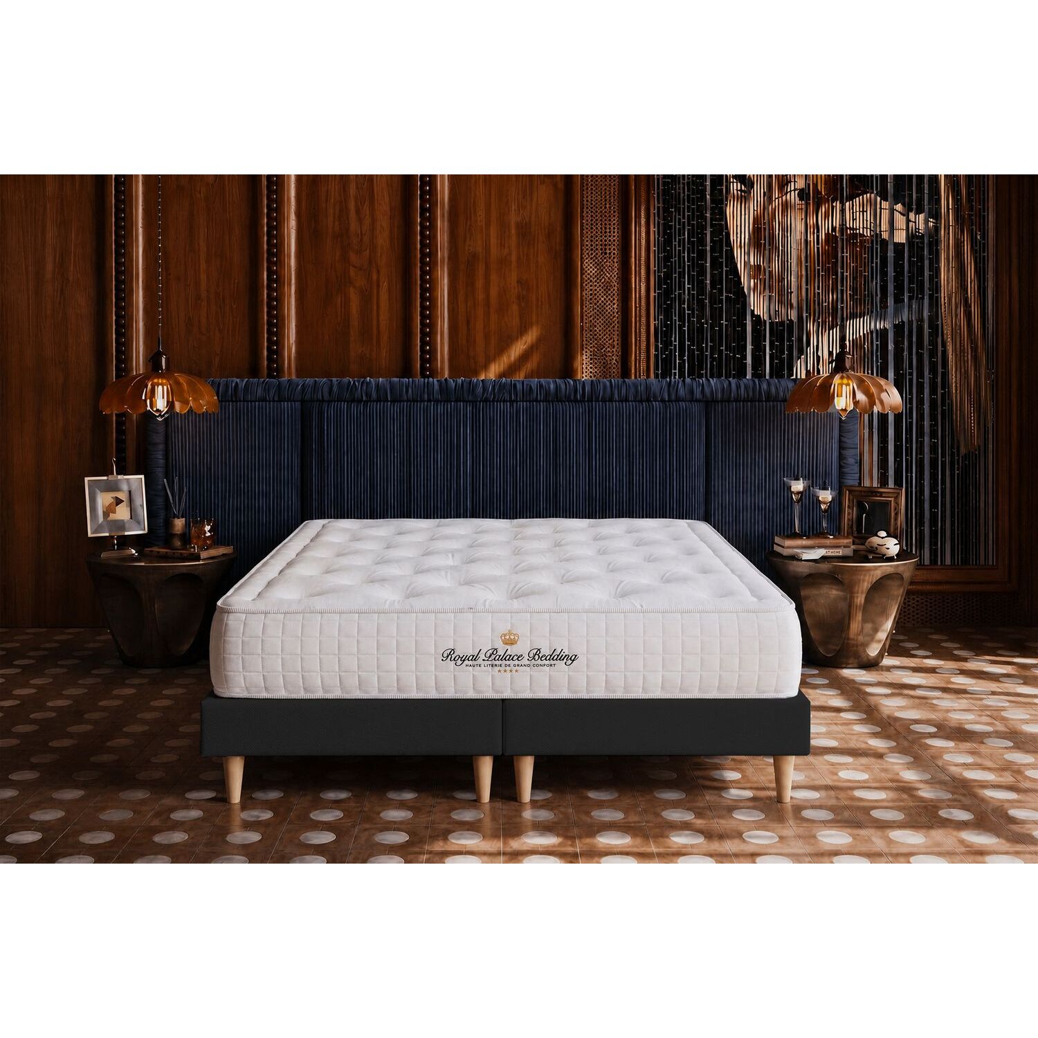 Ensemble matelas à mémoire de forme maxi épaisseur Buckingham sommier + Sommier Tapissier multi-lattes cm d'épaisseur - Matelas à Mémoire de forme de 30cm d'épaisseur - Double sommier