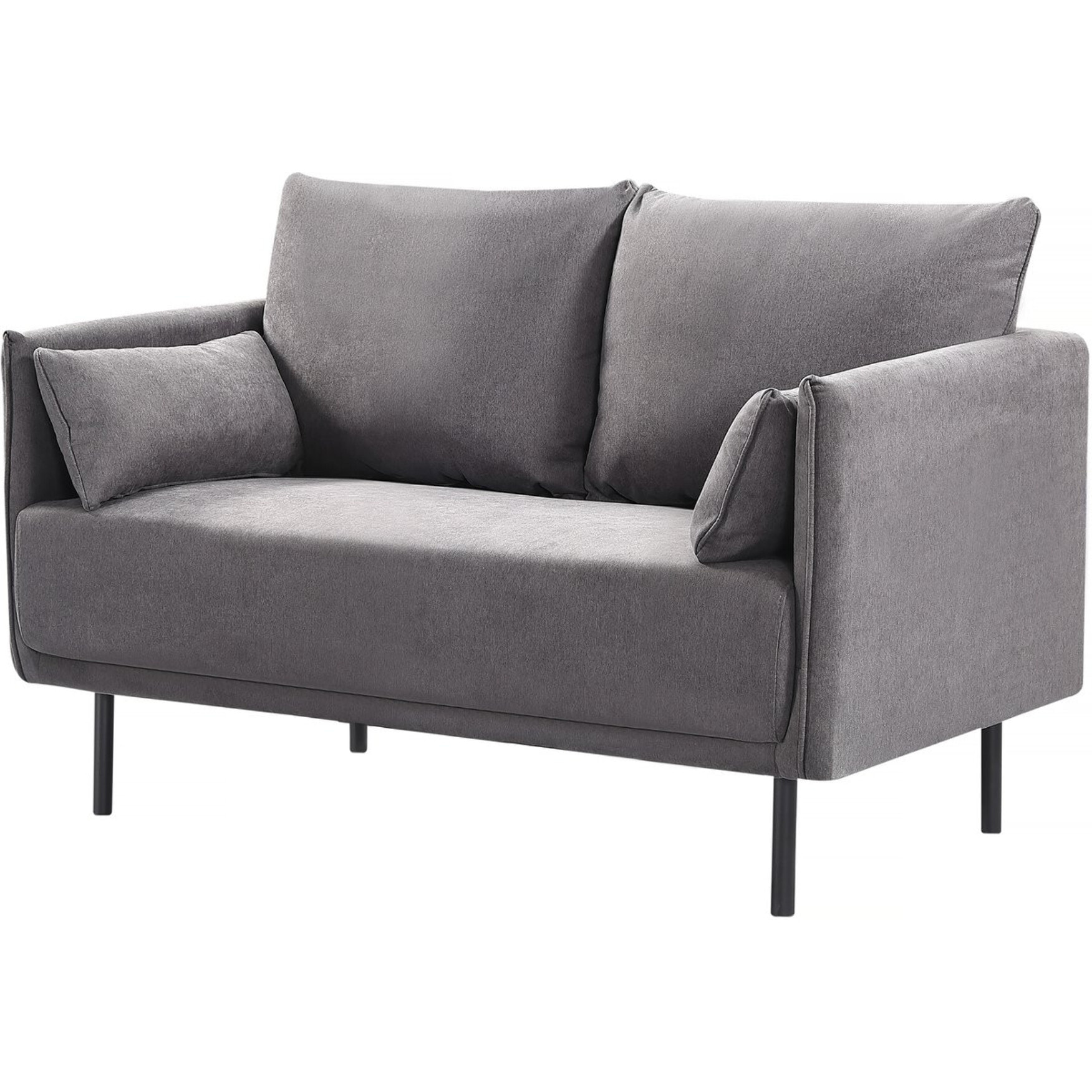 Canapé fixe tissu "Rudy" - 132 x 78 x 88 cm - 2 places - Gris foncé