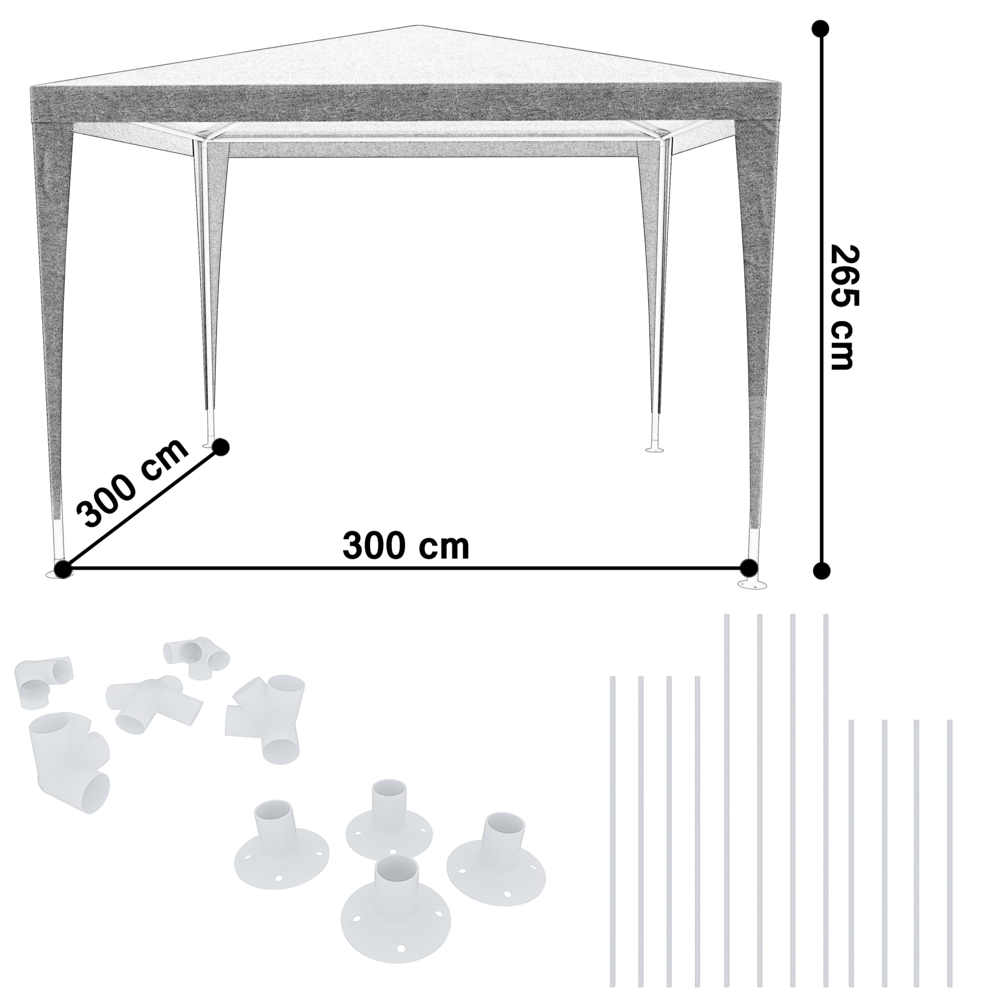 Gazebo 3x3 M Struttura Acciaio Copertura PE 110 gr/m² Impermeabile Idrorepellente Resistente Raggi UV Tenda Picnic Campeggio Esterno Giardino Grigio
