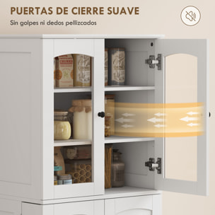 Armario de Cocina, Armario Despensa Cocina, con Puertas Acrílicas de Cierre Suave, 10 Estantes, 8 Compartimentos, Alacena Moderna con 4 Estantes Ajustables para Comedor, 60x40x162 cm, Blanco