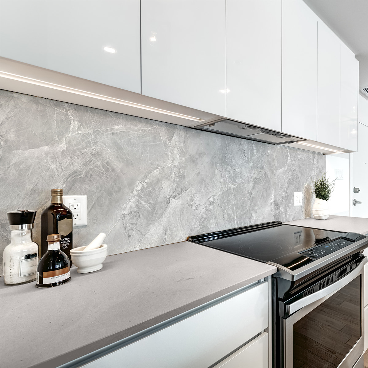 Sticker crédence adhésive - MARBRE GRIS - 60x200cm