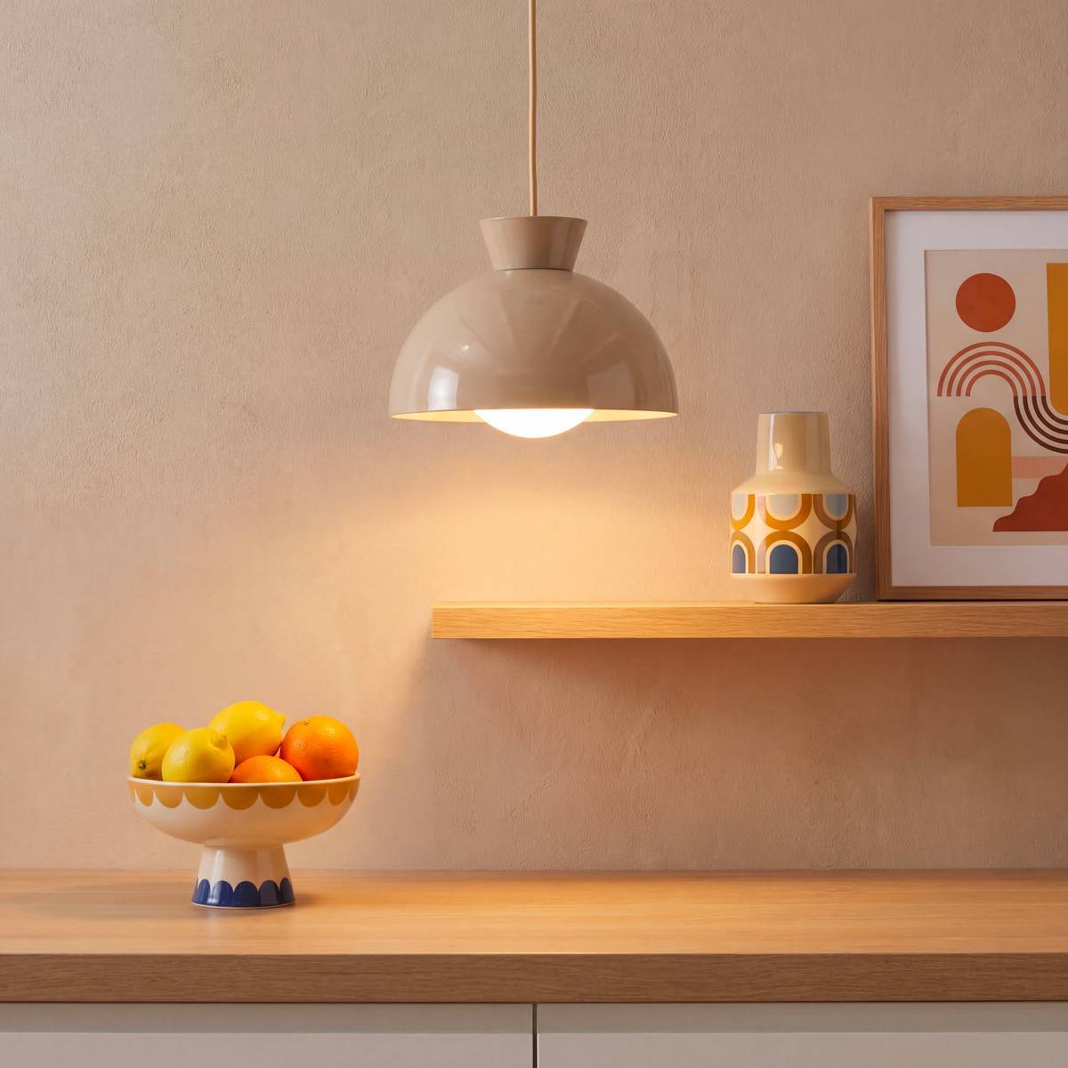 Suspension Lito ronde D.22cm beige