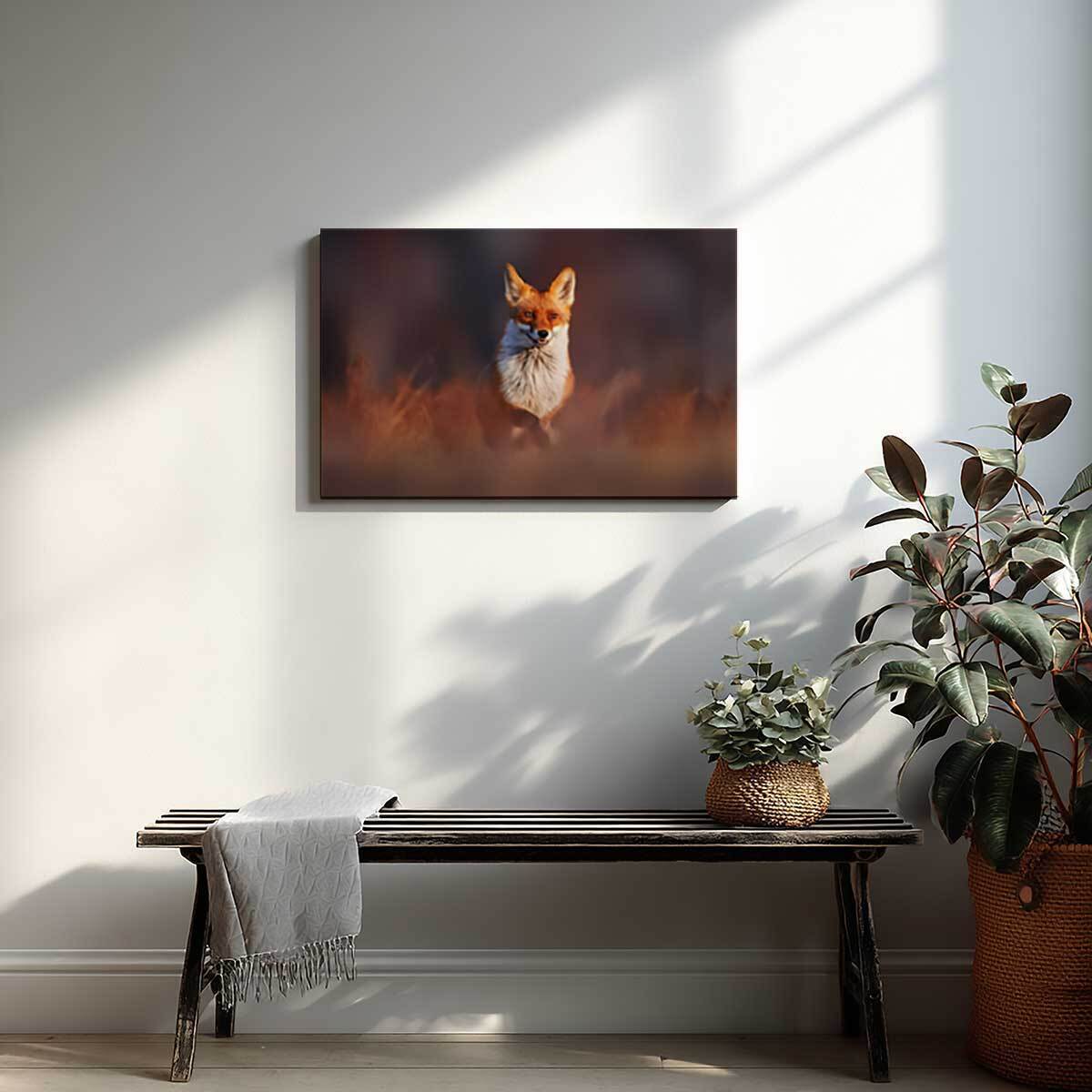 Tableau renard élégant dans les herbes d’automne Toile imprimée