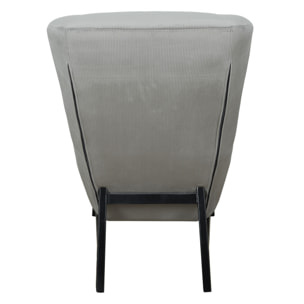 Fauteuil Velours Cotele Roma Gris Fonce