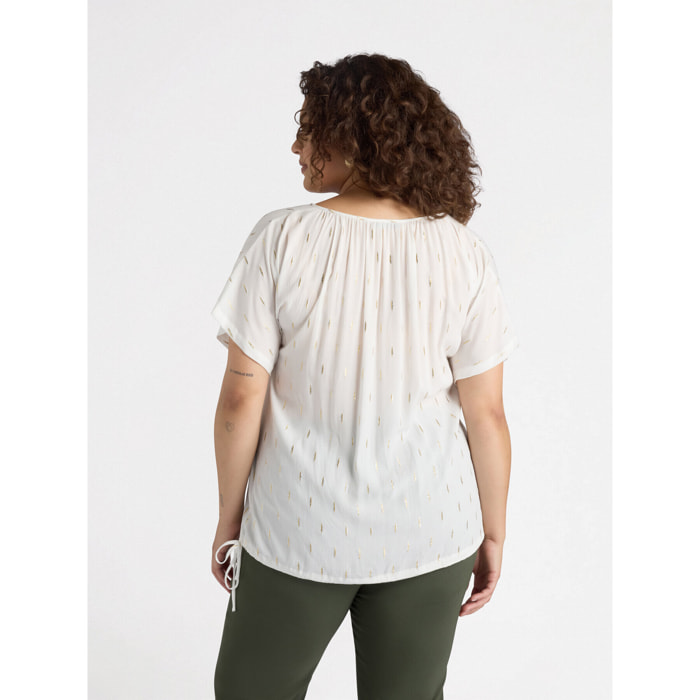Fiorella Rubino - Blusa con cordones en tejido crepé - Blanco