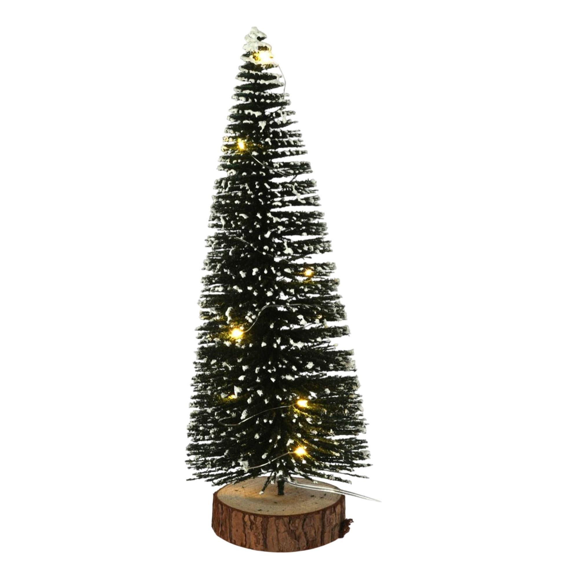 árbol navideño con 10 luces led blancas cálidas y temporizador - 12x12x30cm