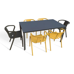 MEET - Ensemble repas de jardin 6 places en aluminium laqué