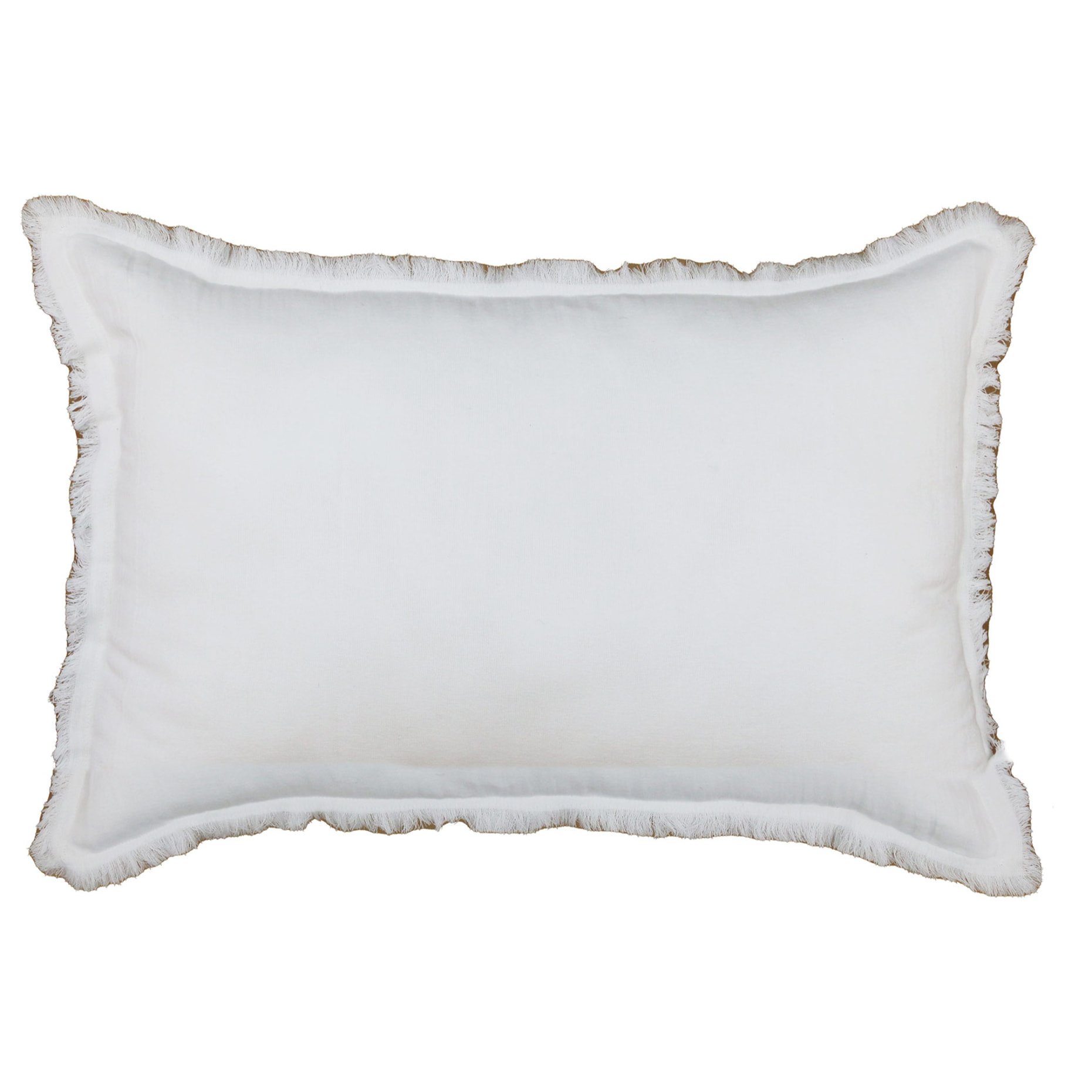 Coussin rectangulaire à franges - Blanc