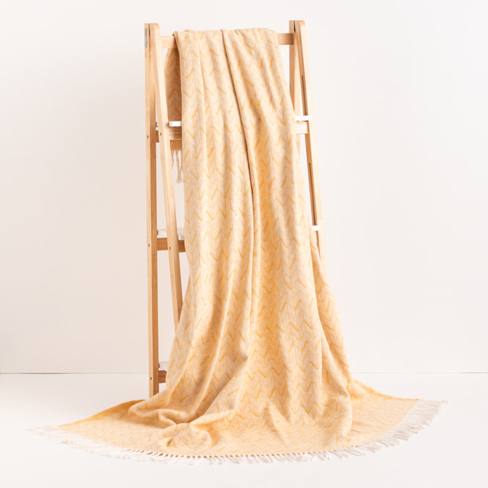 Plaid en coton tissé jaune 130x170 cm