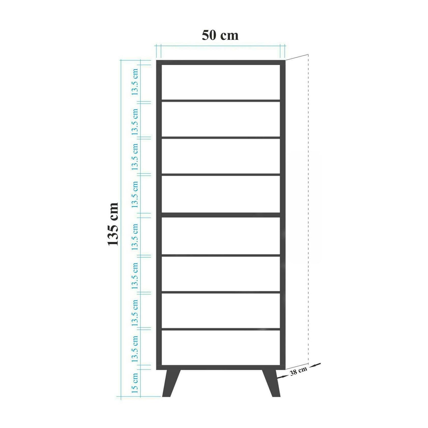 Scarpiera Giadeite, Mobile portascarpe, Armadio da ingresso multiuso, Mobiletto per calzature, 50x38h135 cm, Quercia