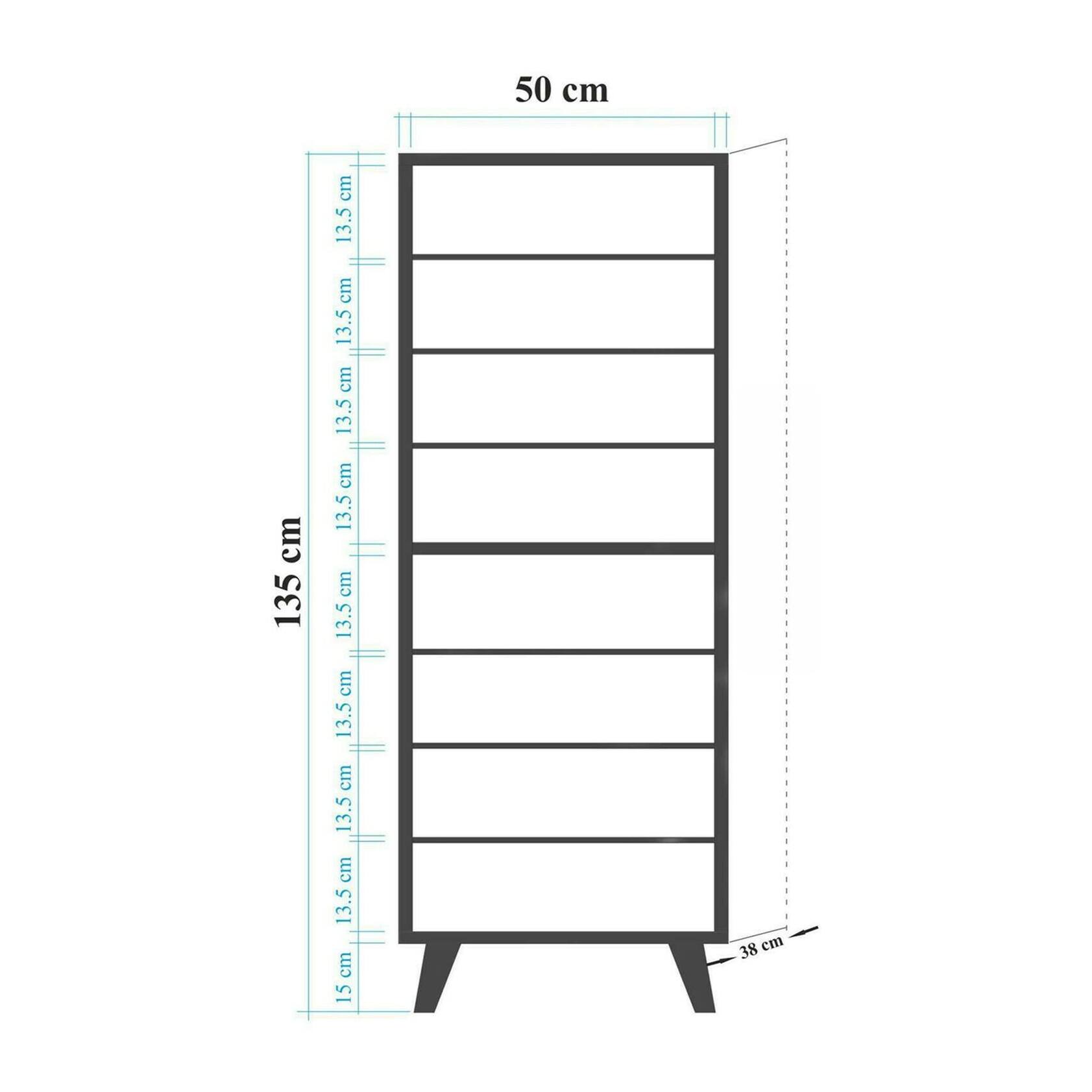 Scarpiera Dgrandin, Mobile portascarpe, Armadio da ingresso multiuso, Mobiletto per calzature, 50x38h135 cm, Quercia