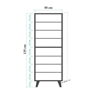 Scarpiera Giadeite, Mobile portascarpe, Armadio da ingresso multiuso, Mobiletto per calzature, 50x38h135 cm, Quercia