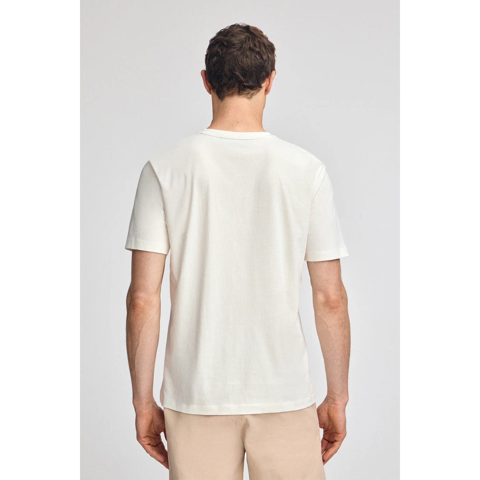 Maglietta ecrù a maniche corte e scollo a V con ricamo Rigby Best