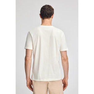 Maglietta ecrù a maniche corte e scollo a V con ricamo Rigby Best