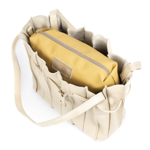 Albiolo borsa a spalla da donna. Pelle autentica finitura Dollaro.