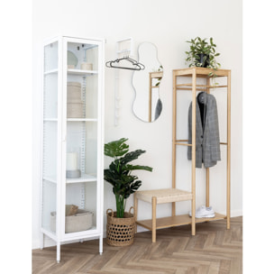 Appendiabiti Ember in bambù naturale con panca in cordoncino di carta 36×95×165 cm