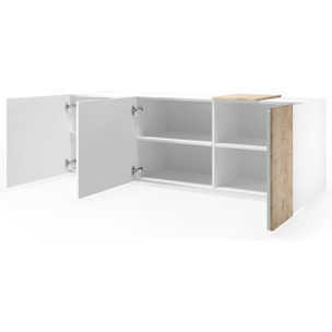 Leon - meuble tv - 3 portes - 181 cm - Bois / Blanc