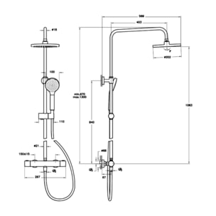 Colonne de douche thermostatique chrome ronde AquaHeat Joy 200 (A47298EXP)